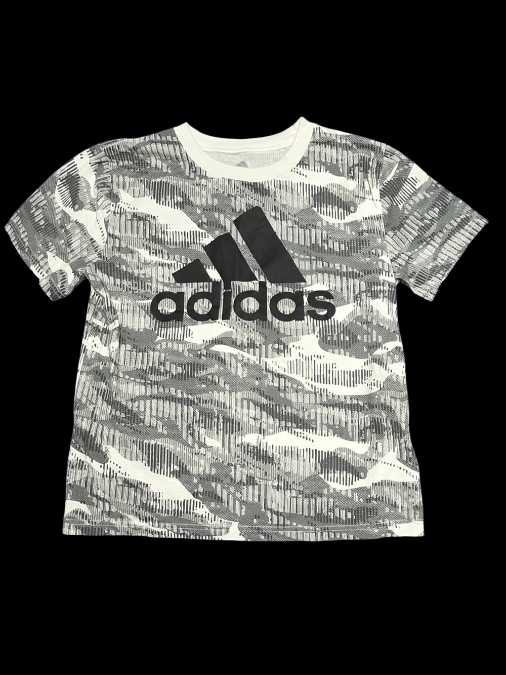 adidas Kids Black & White Camo Logo Tee